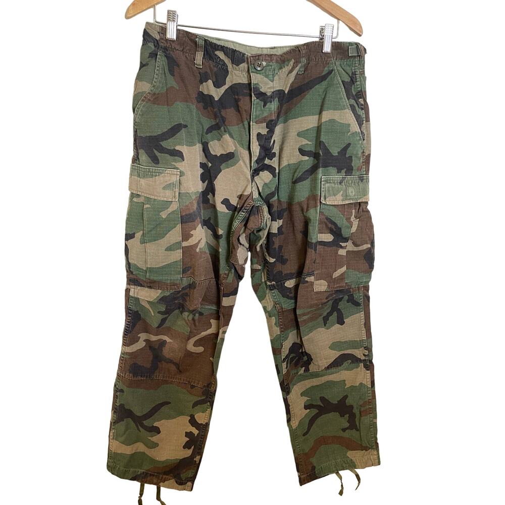 Men's Unisex Green Army Camouflage Camo Green Cotton Pants SIZE M 31-35